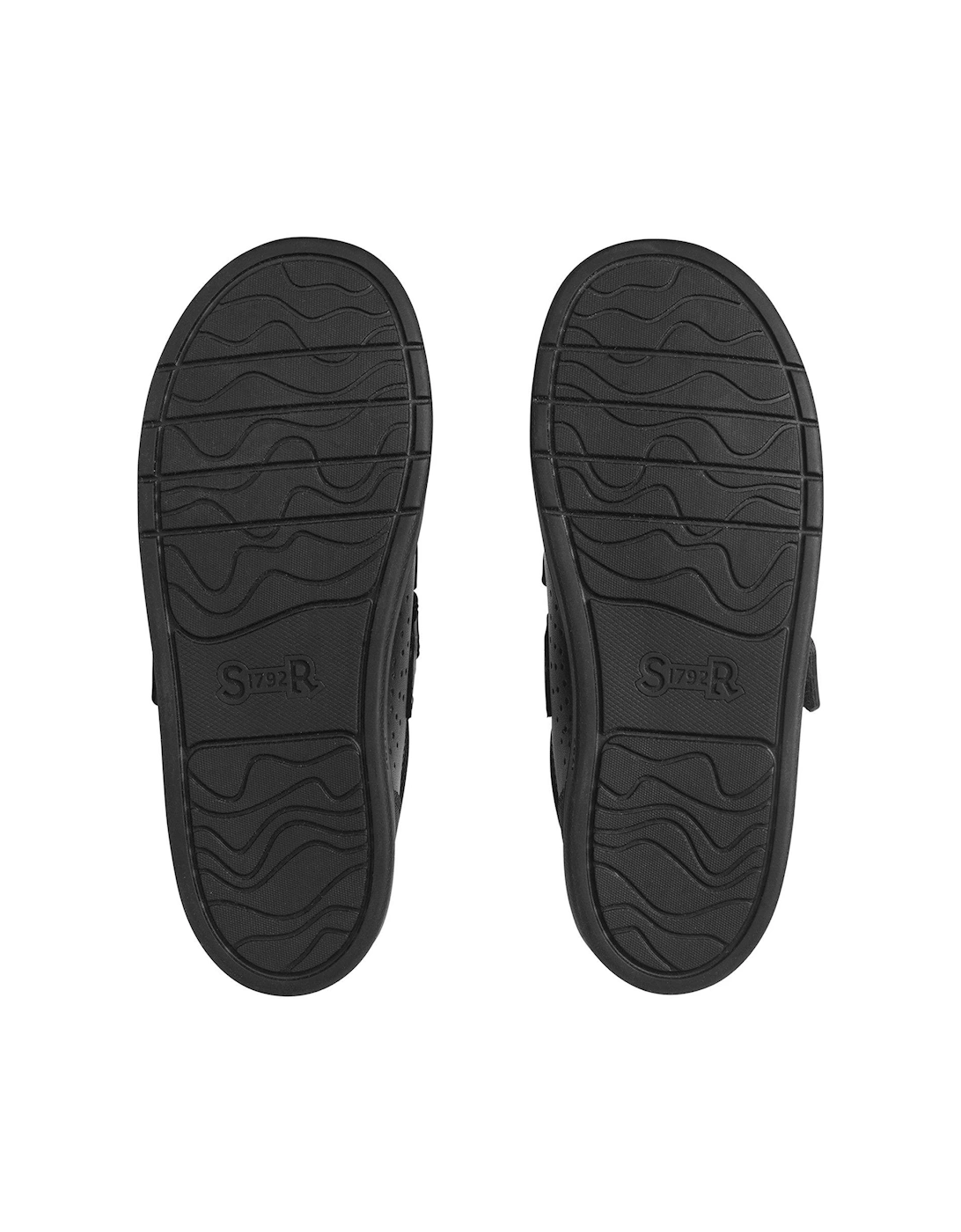 Spider Web Black Leather Double Rip Tape School Shoes