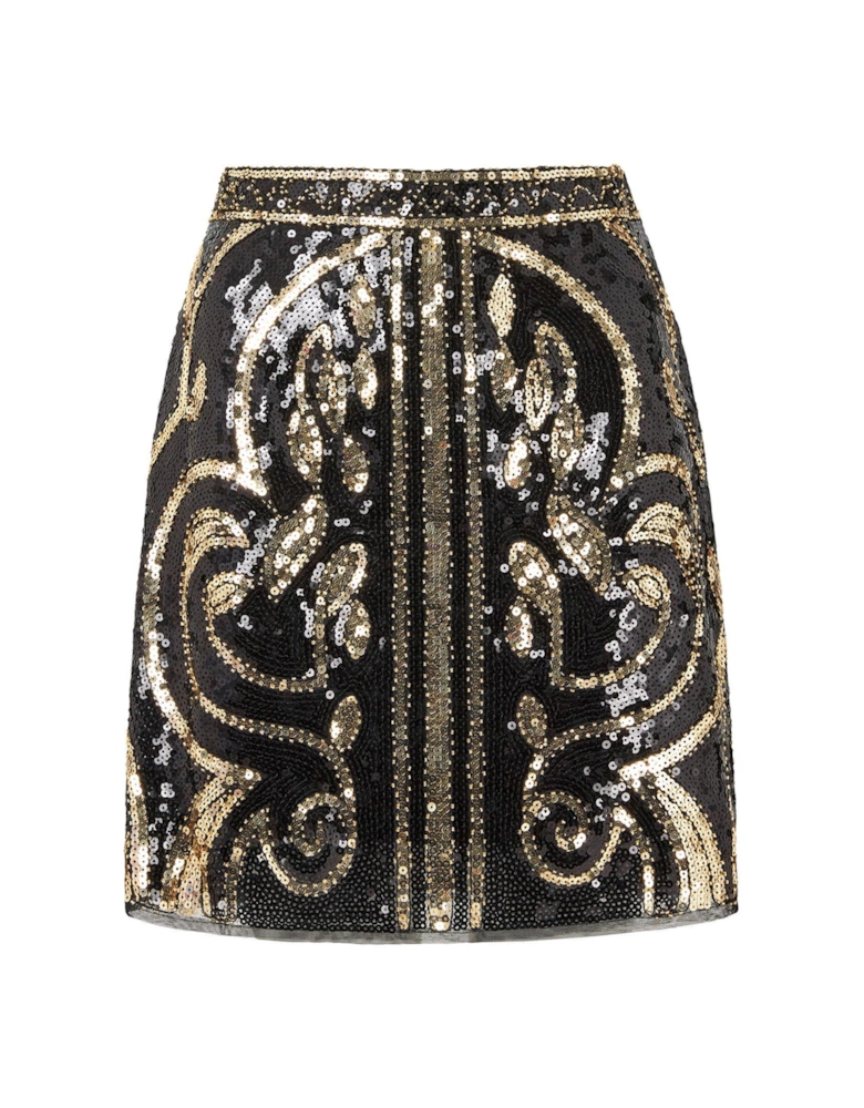 Gold Sequin Mini Skirt