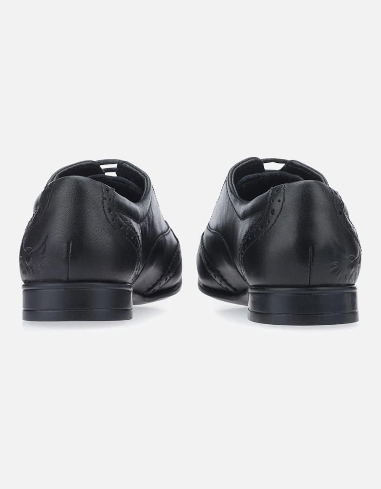 Matilda Leather Lace Up Girls Brogue School Shoes - Black 