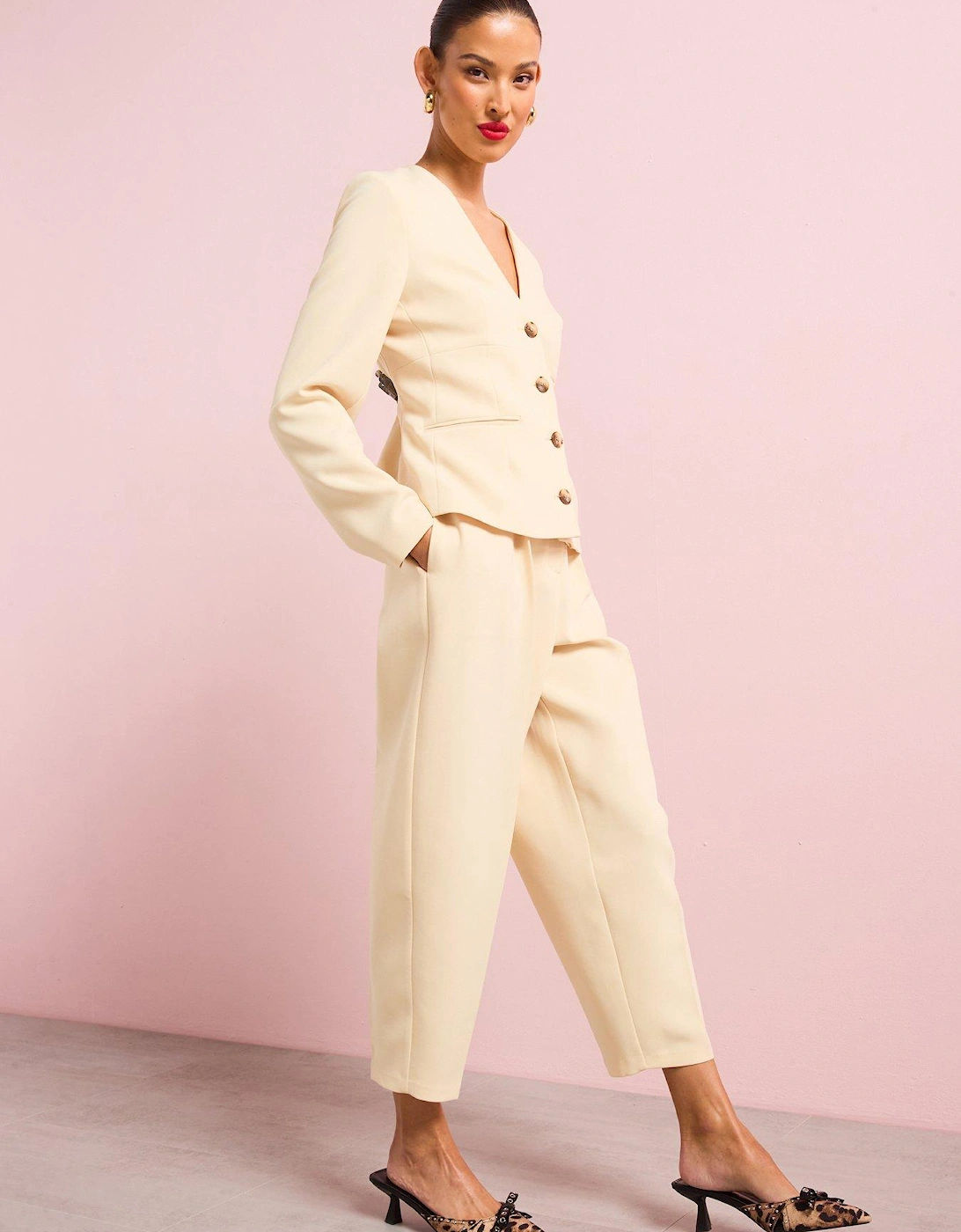 Slim Barrell Leg Trousers - Light Yellow
