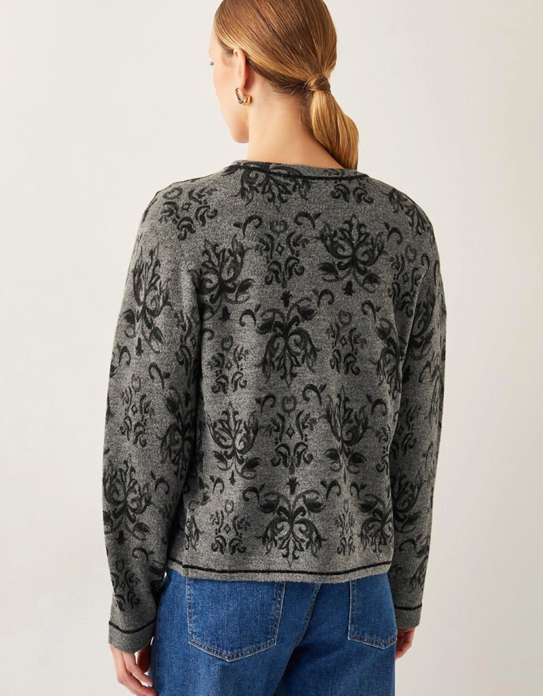 Jess Jacquard Cardigan - Grey