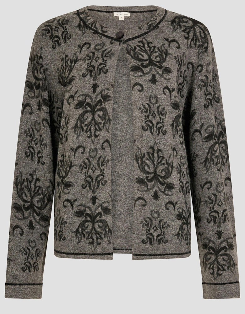 Jess Jacquard Cardigan - Grey