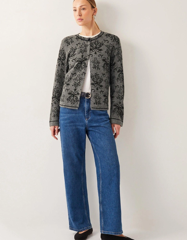 Jess Jacquard Cardigan - Grey