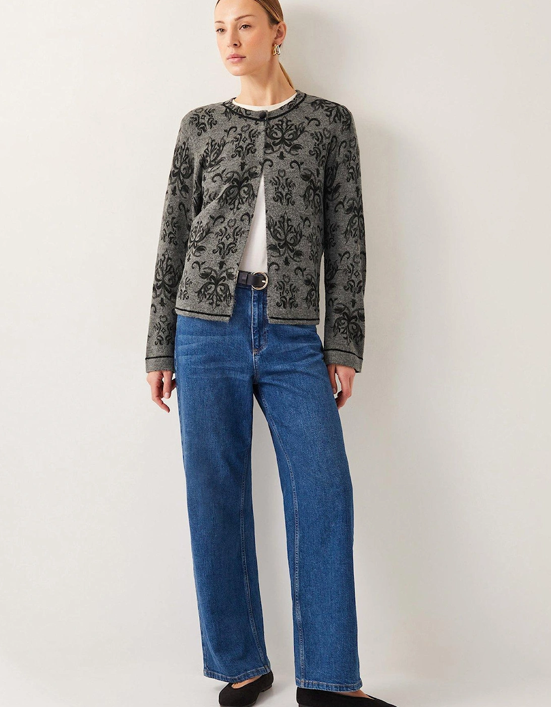 Jess Jacquard Cardigan - Grey