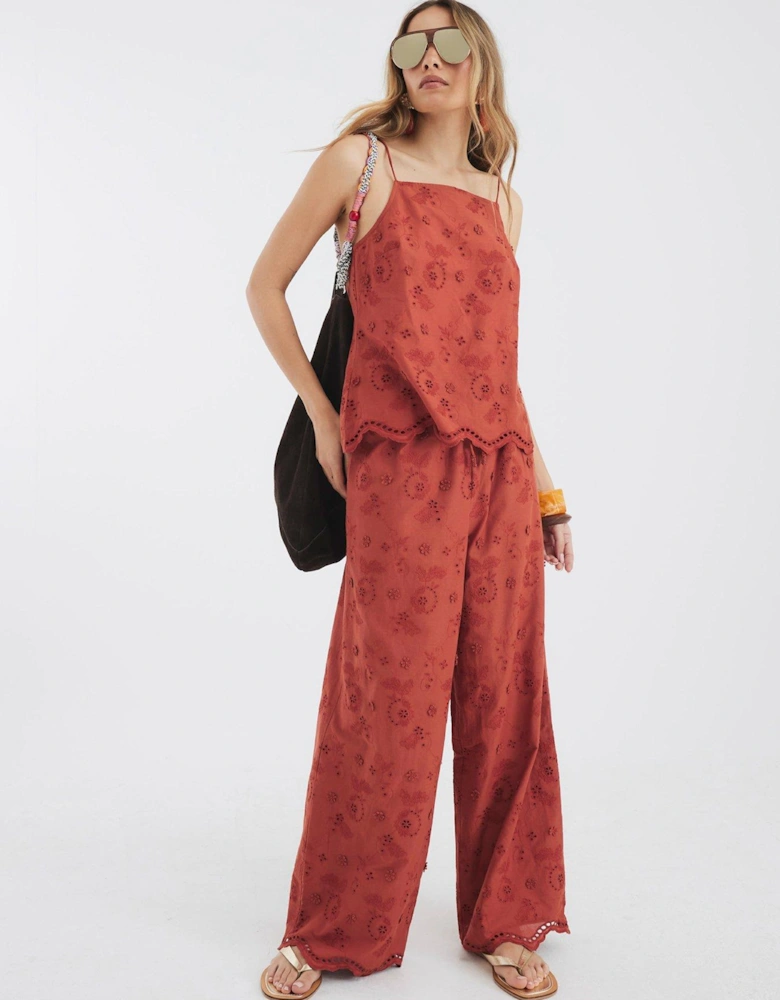 Embroidered Tunic Top - Rust