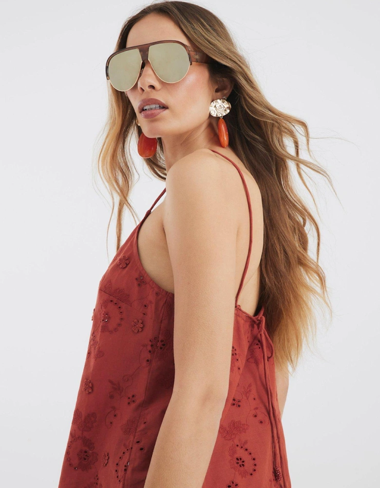 Embroidered Tunic Top - Rust