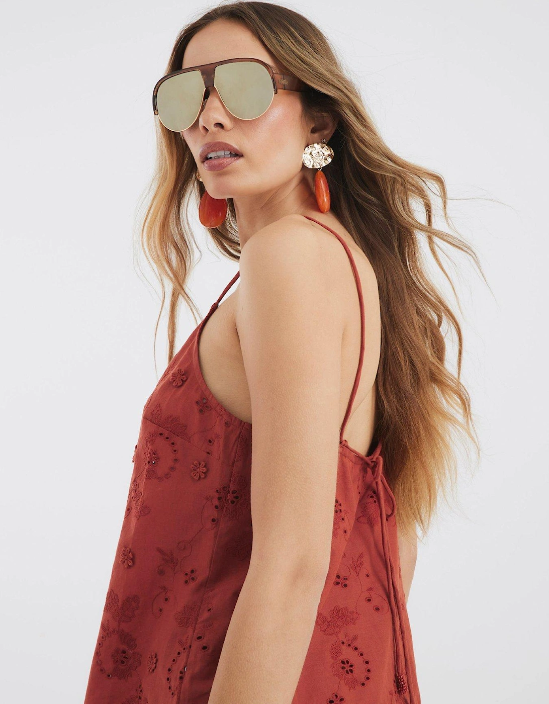 Embroidered Tunic Top - Rust