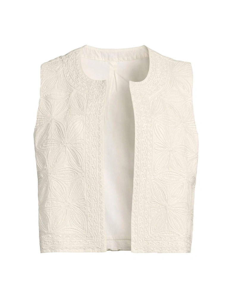Applique Waistcoat - Cream