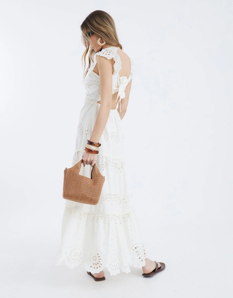 Broderie Midi Dress - Cream