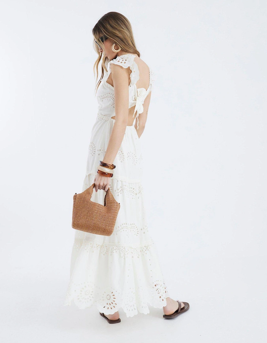 Broderie Midi Dress - Cream