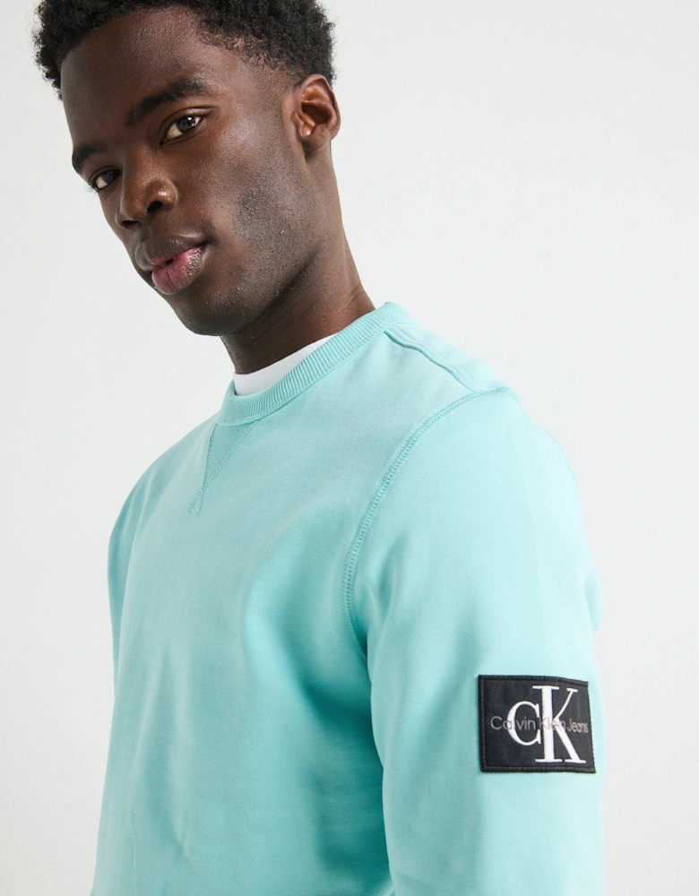 Badge Crew Neck Sweatshirt - Light Green