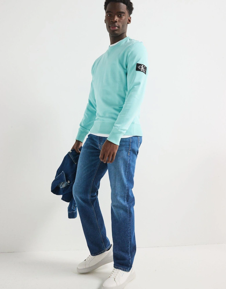 Badge Crew Neck Sweatshirt - Light Green