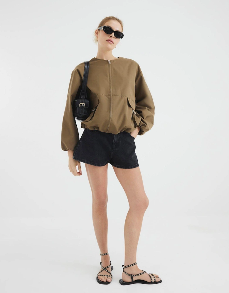 Elasticated A Line Shorts - Black