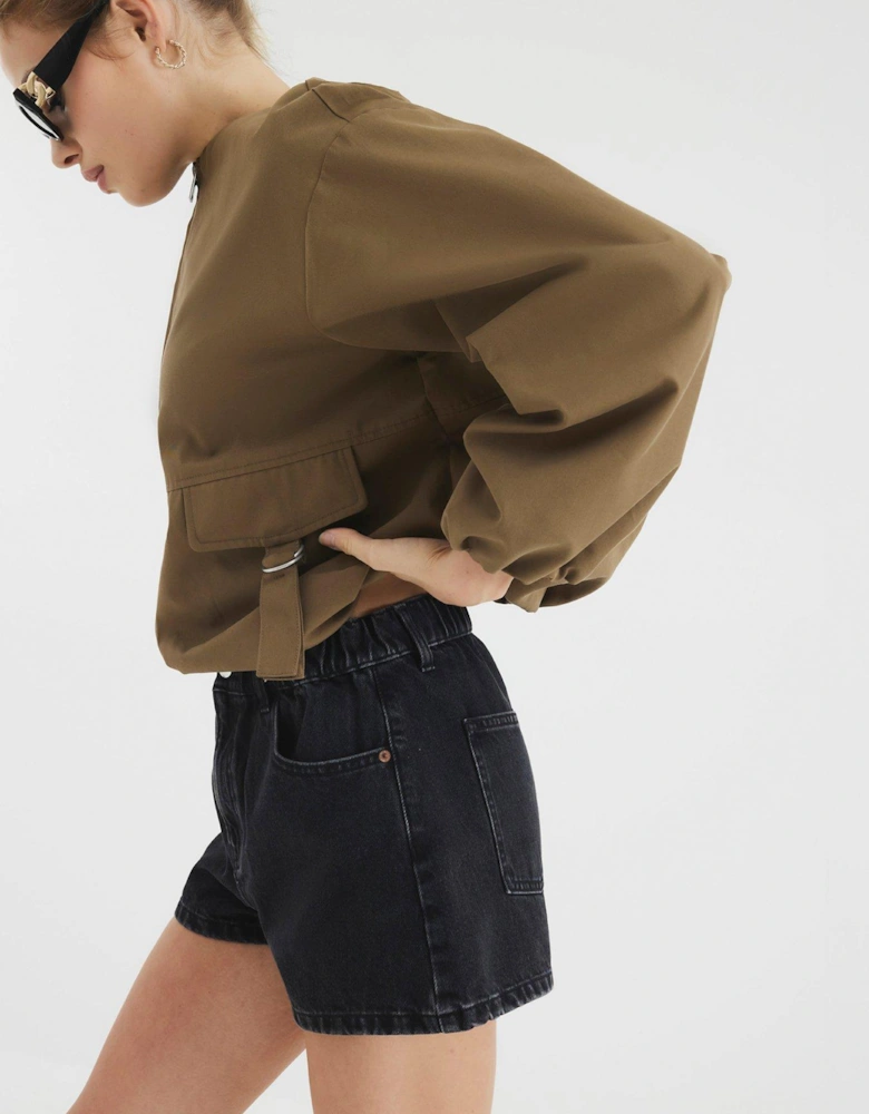 Elasticated A Line Shorts - Black