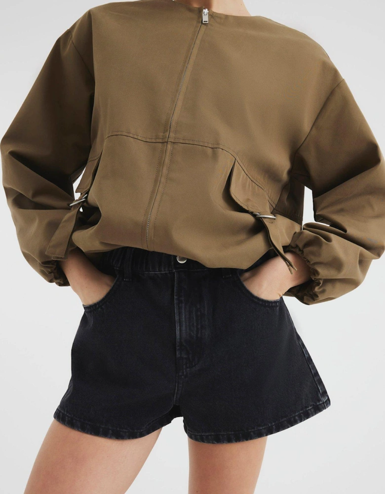 Elasticated A Line Shorts - Black