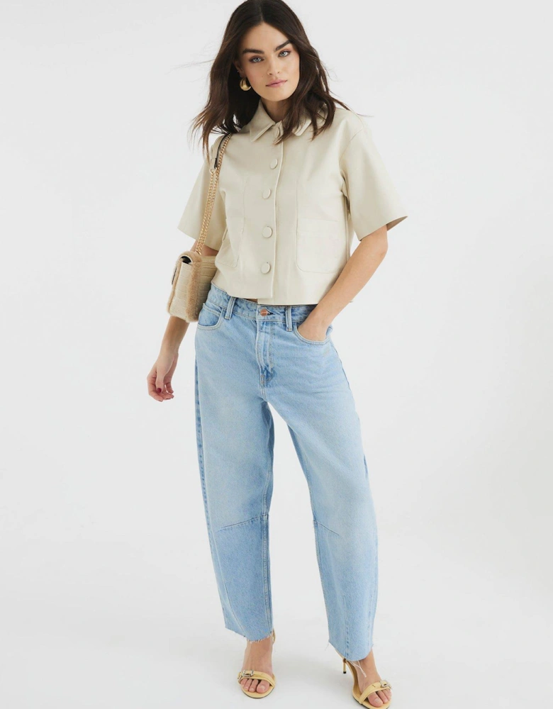 PU Short Sleeve Shirt - Cream