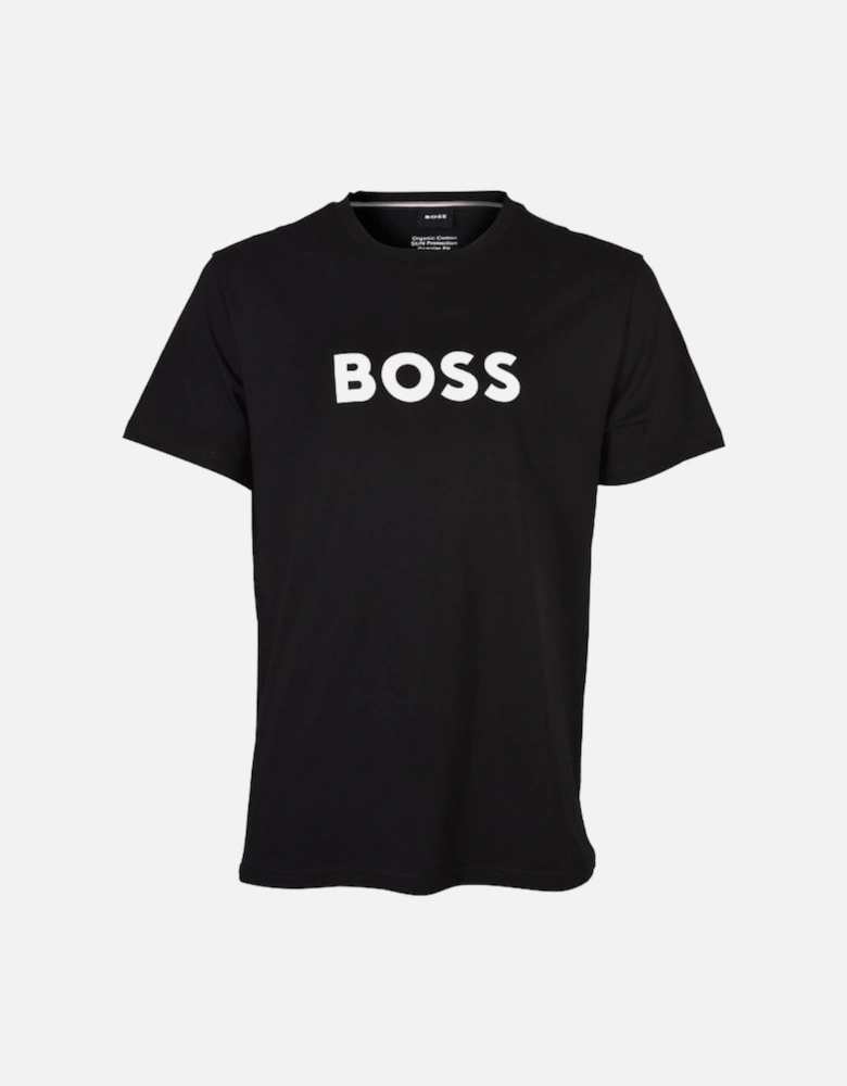 Logo Print UV-Absorbent Beachwear T-Shirt, Black