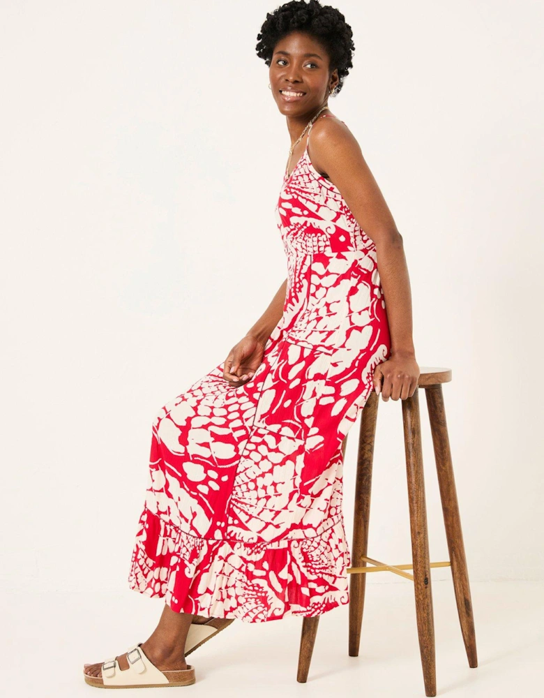Mae Shell Print Dress - Red
