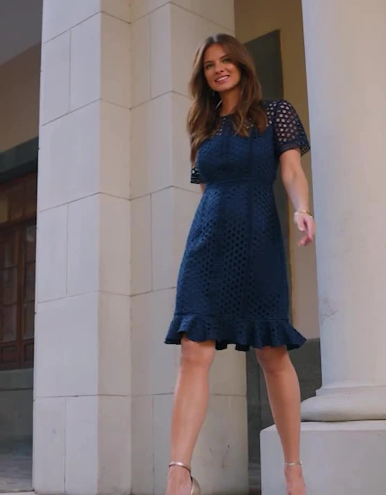 Geo Lace Fit & Flare Dress