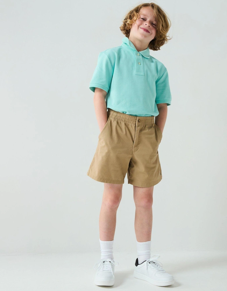 Boys Slim Short Sleeve Polo Shirt - Light Blue