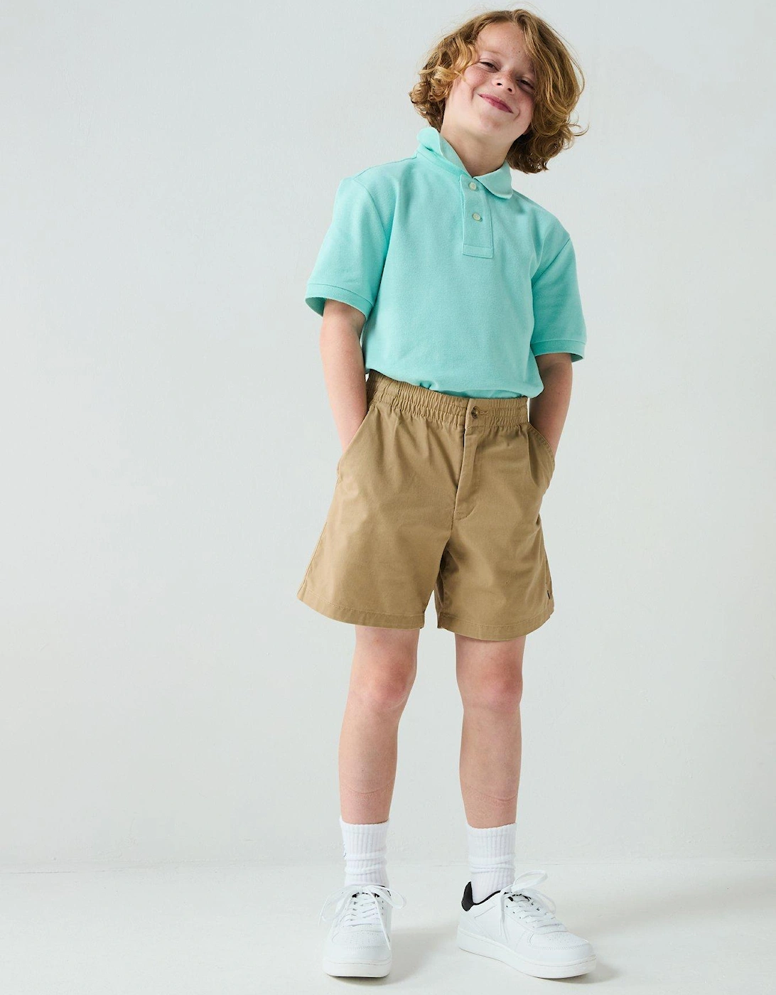 Boys Slim Short Sleeve Polo Shirt - Light Blue