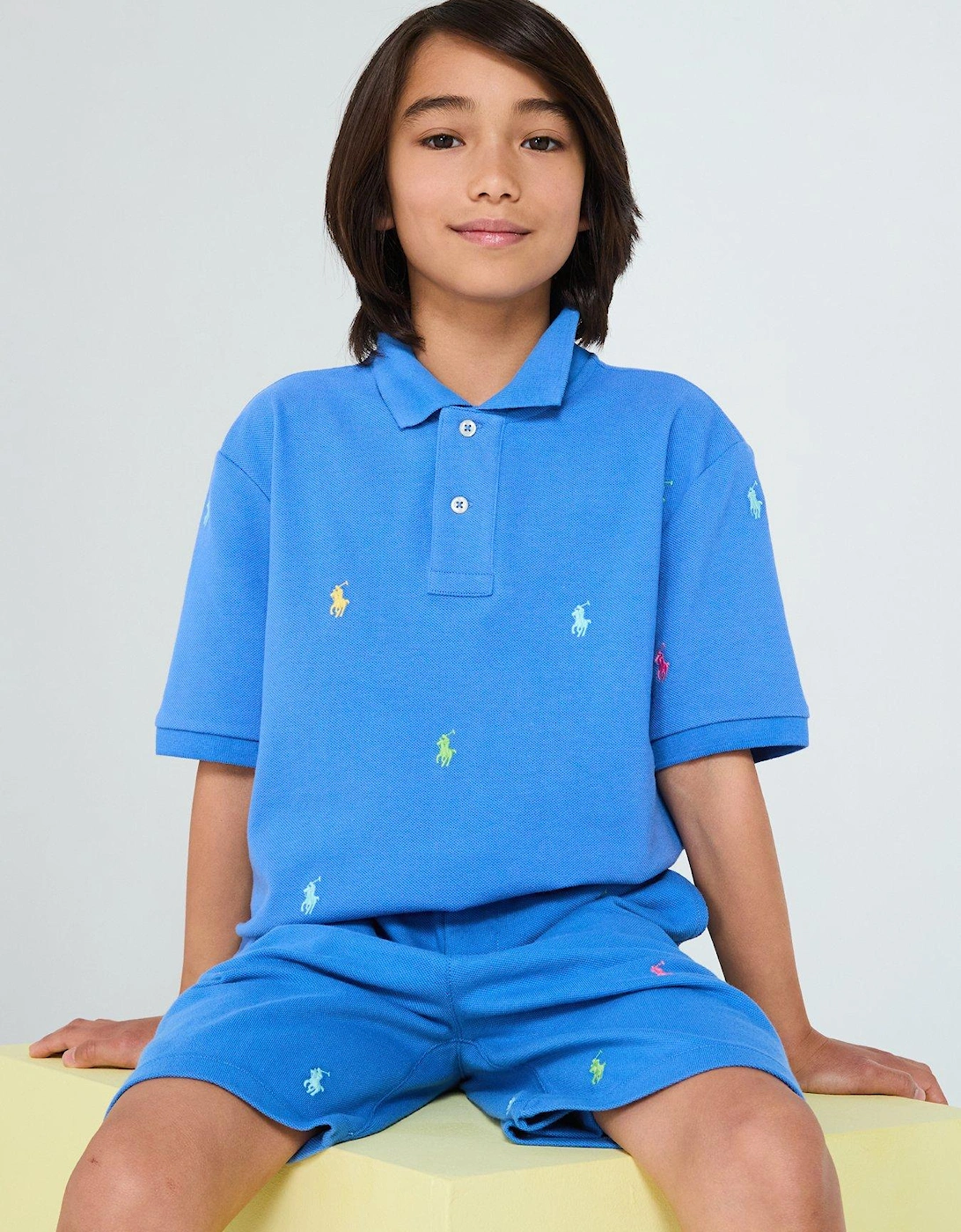 Boys All Over Pony Short Sleeve Polo Shirt - Blue, 5 of 4