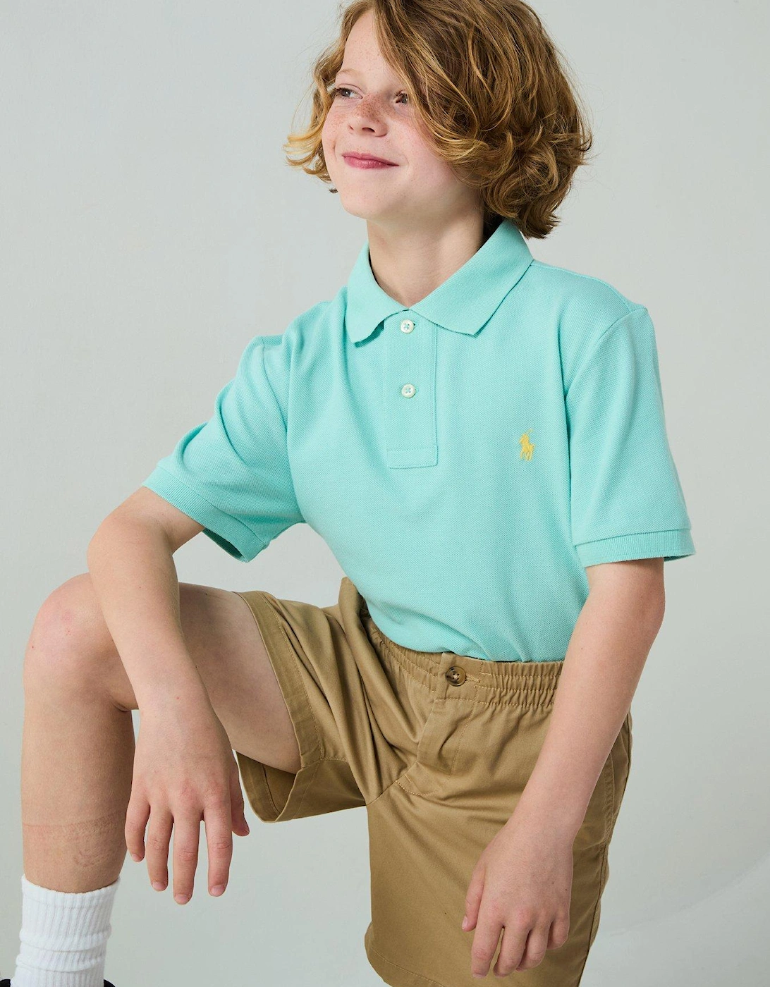 Boys Slim Short Sleeve Polo Shirt - Light Blue