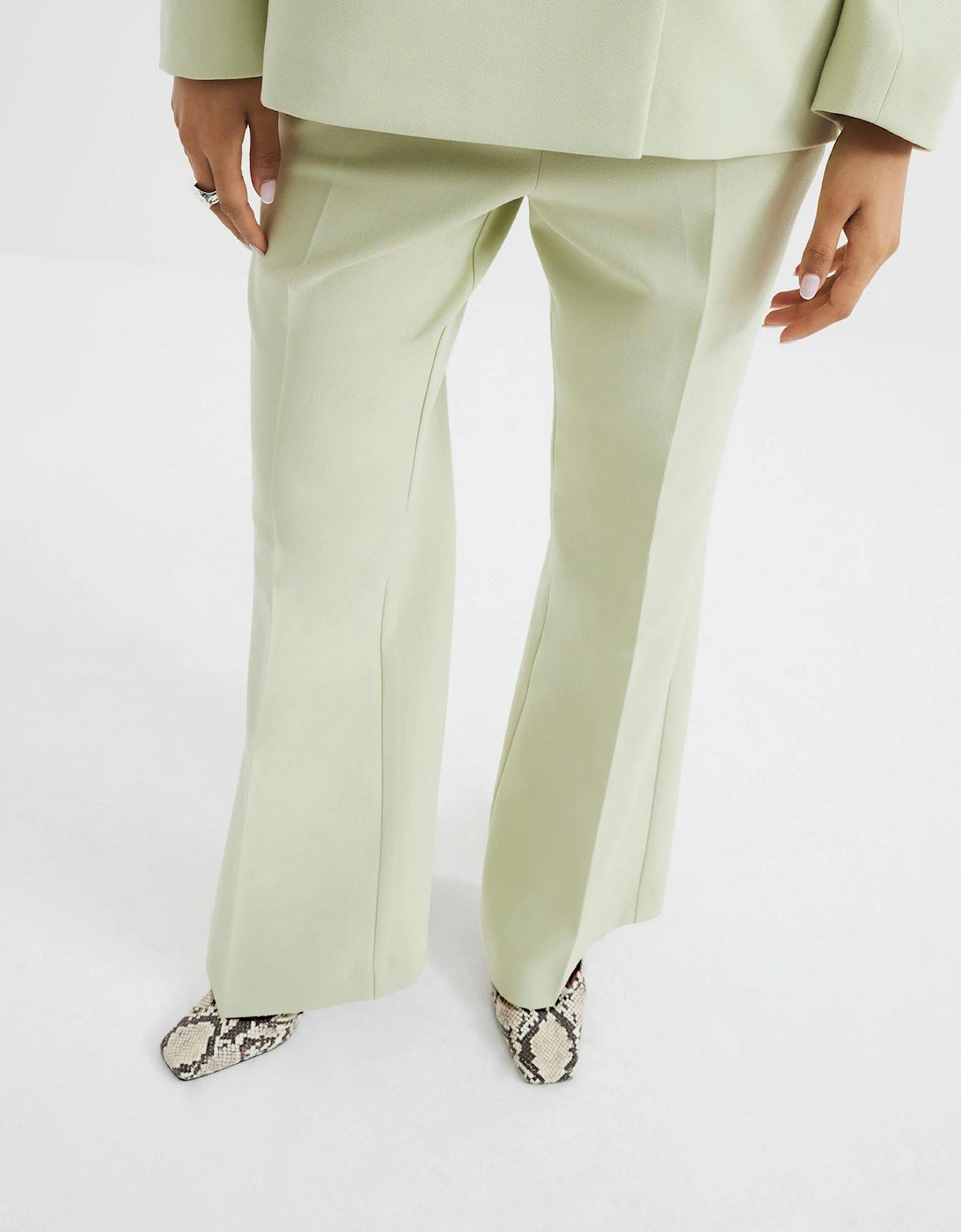 Petite Slim Flare Trouser - Light Green