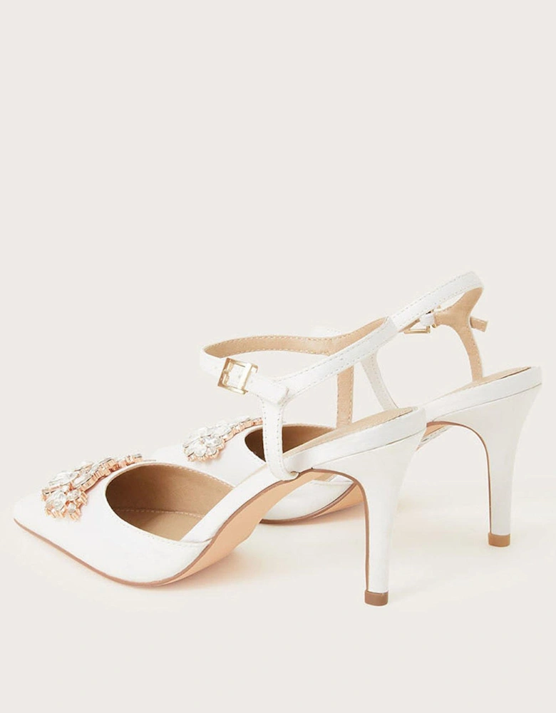 Two Part Diamante Trim Shoe - White