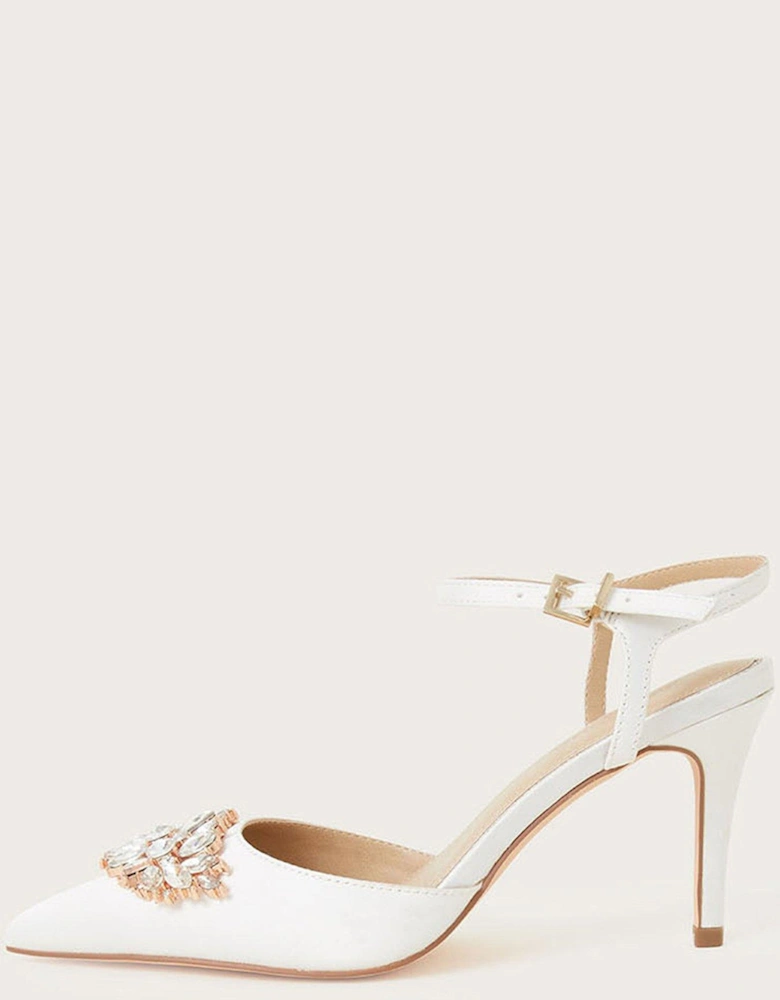 Two Part Diamante Trim Shoe - White
