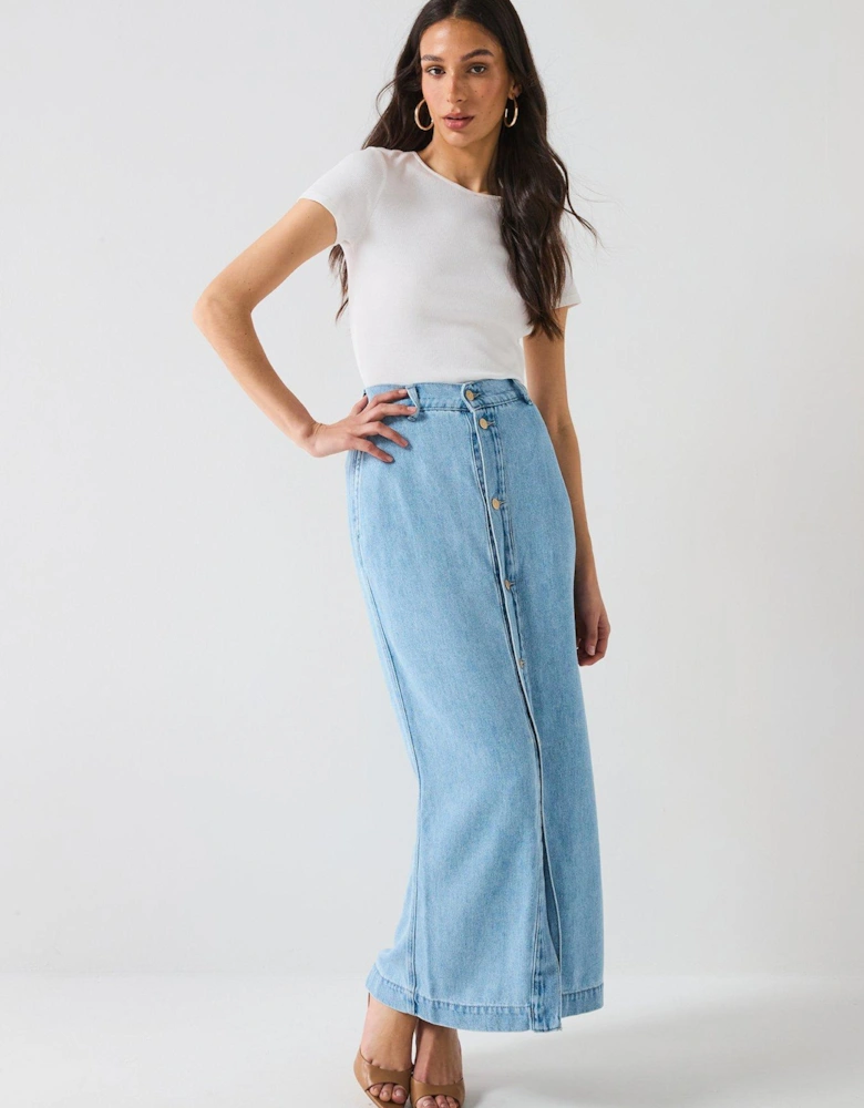 Aime Denim Maxi Skirt Trendsetter - Light Blue