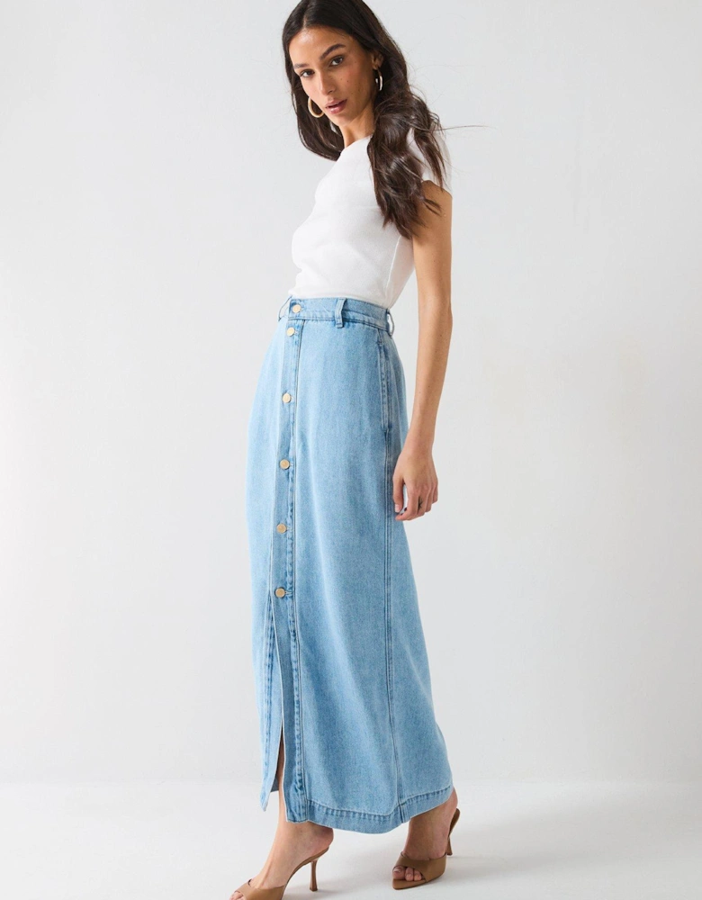 Aime Denim Maxi Skirt Trendsetter - Light Blue