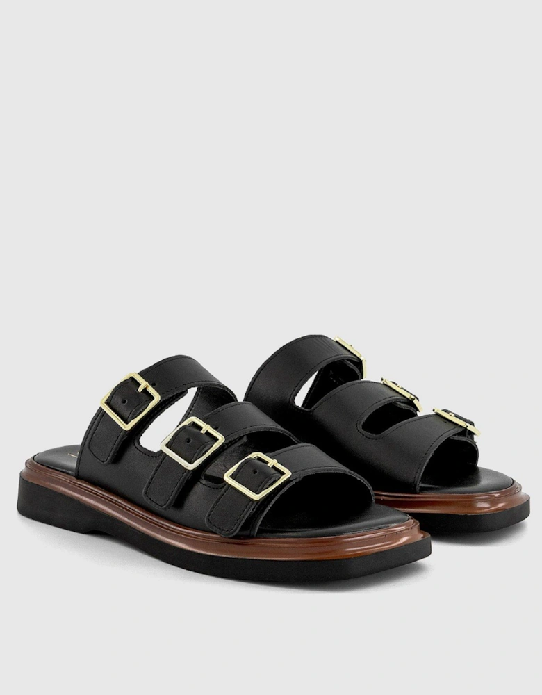 Savana Triple Strap Sandals - Black