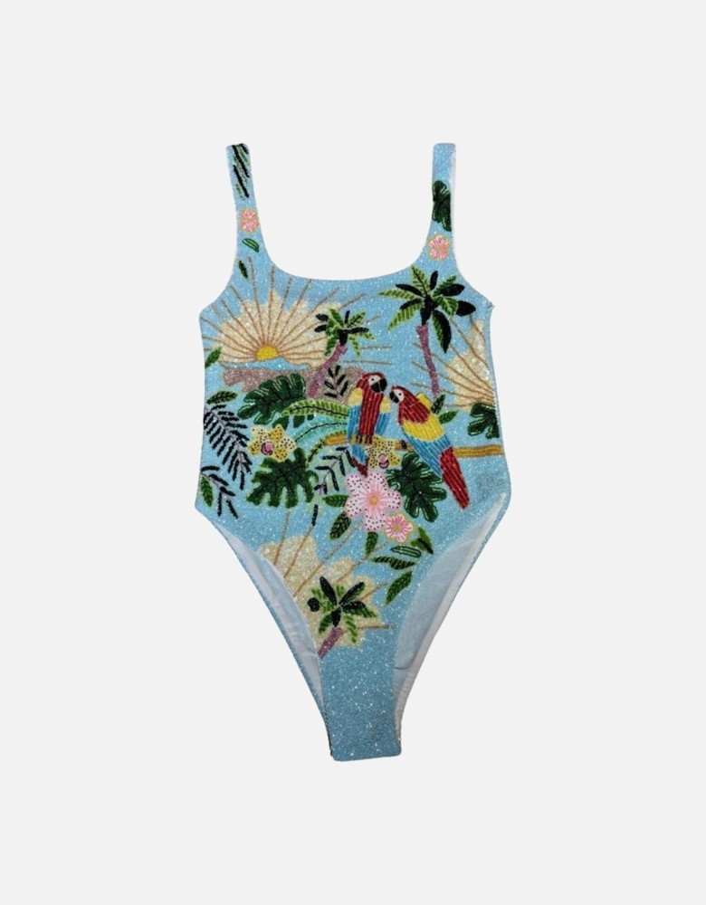 Pandora Luxe Hand Beaded Baby Blue Swimsuit