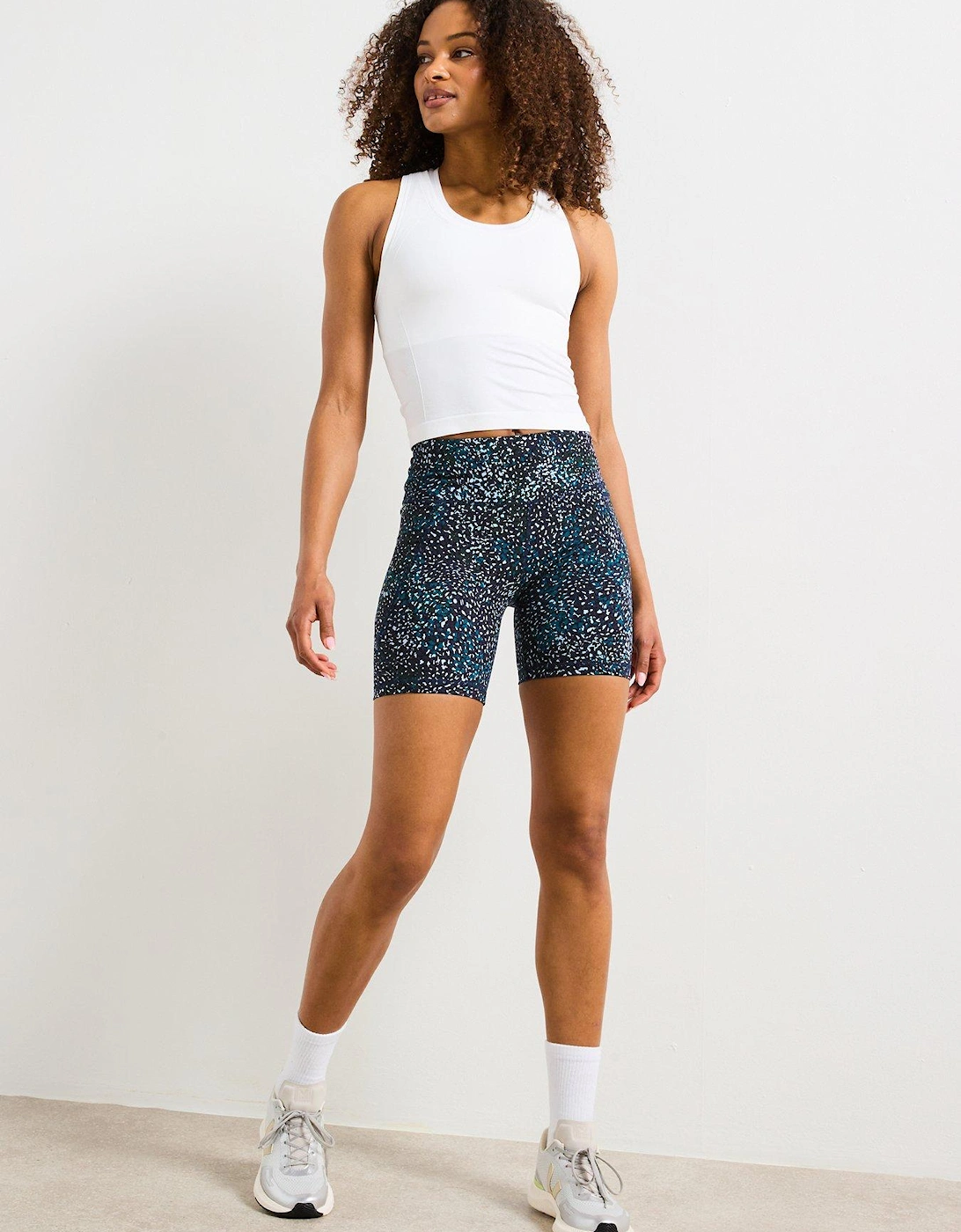 Womens Training Power 6 Biker Shorts - Blue