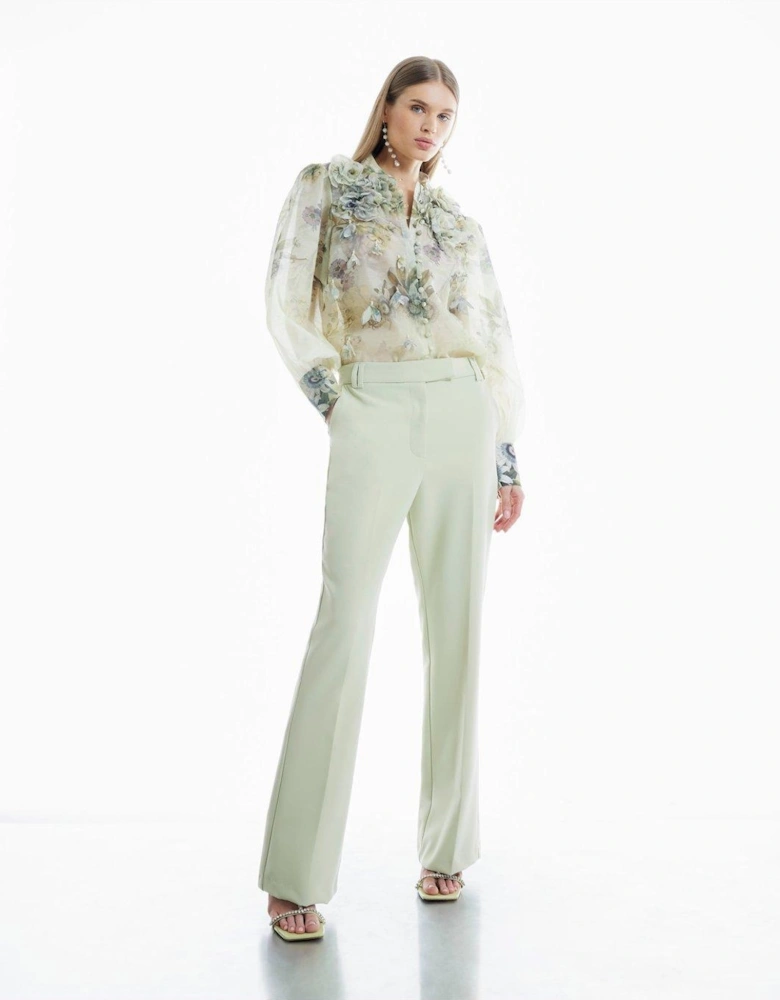 3D Trimmed Sleeve Blouse - Light