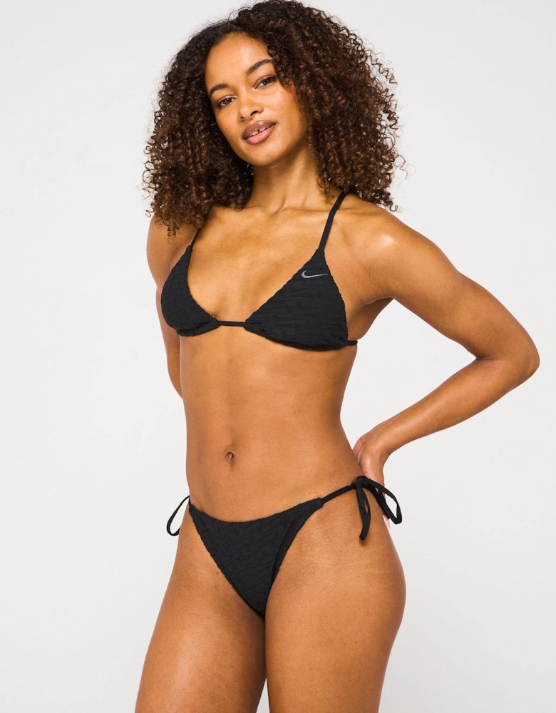 Womens Terry String Bikini Bottom - Black