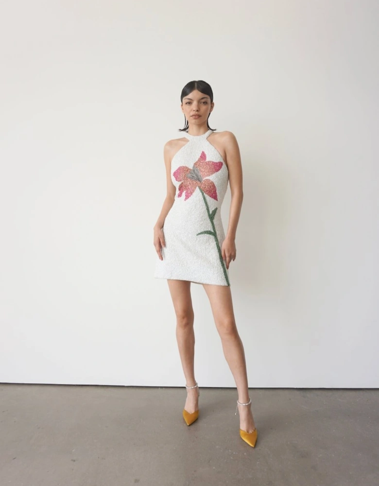 Nola Halter Neck Dress White