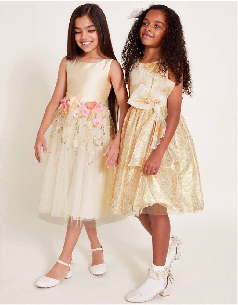 Girls Maggie 3d Floral Dress - Light Cream