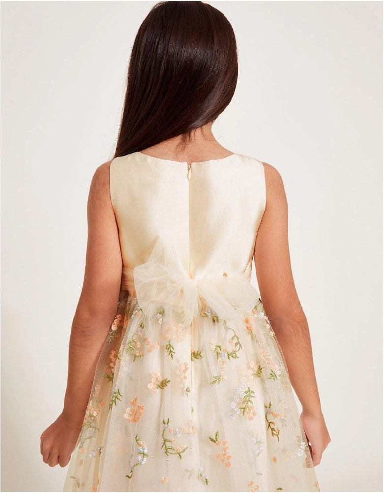 Girls Maggie 3d Floral Dress - Light Cream