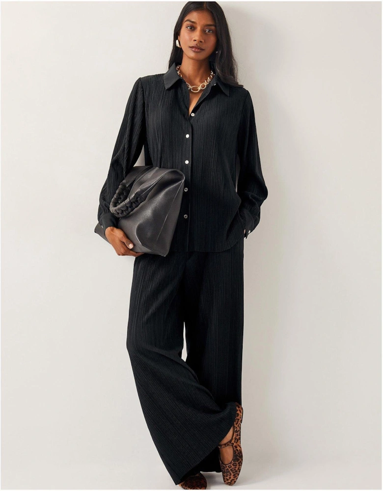 Paula Plisse Trousers - Black