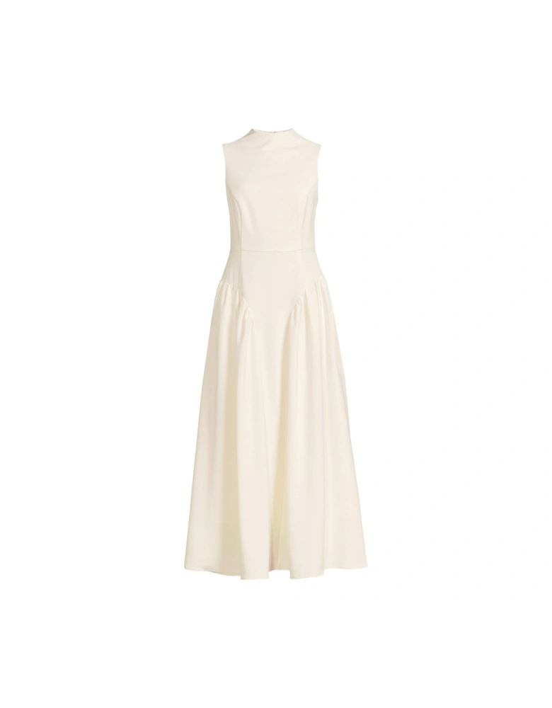 Pleated Corset Sleeveless Dress - Cream