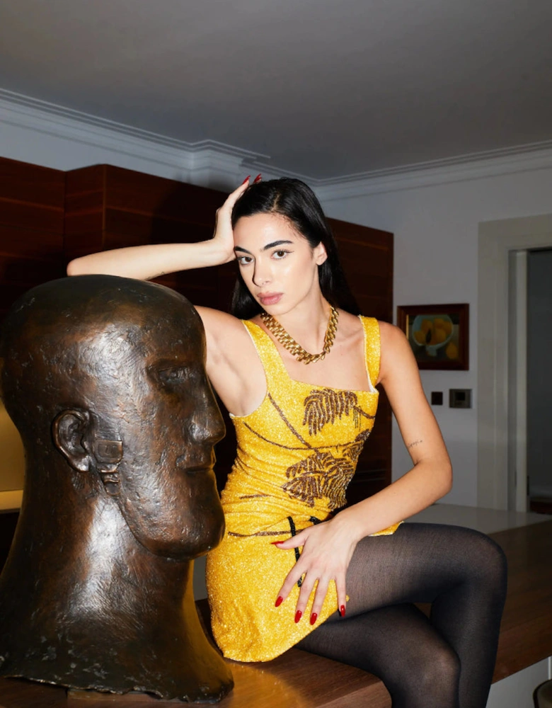 St. Barth Hand-Beaded Crystal Dress - Yellow