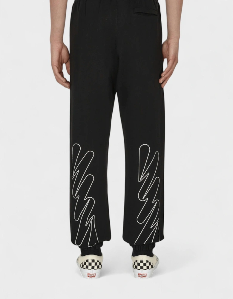 Wave Outline Diag Slim Sweatpants Black