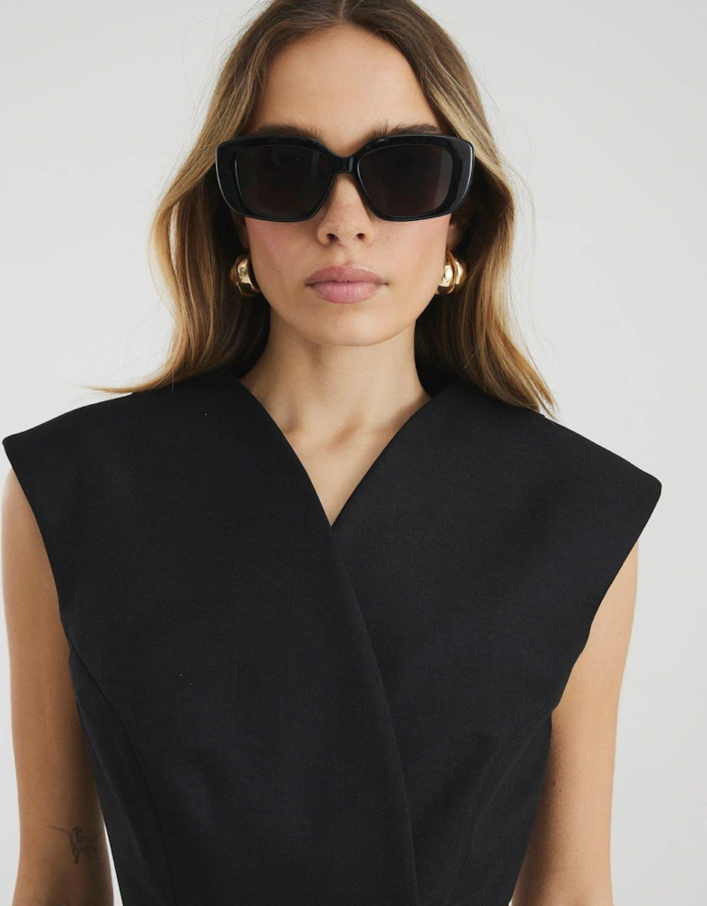 Clean Front Bell Mini Dress - Black