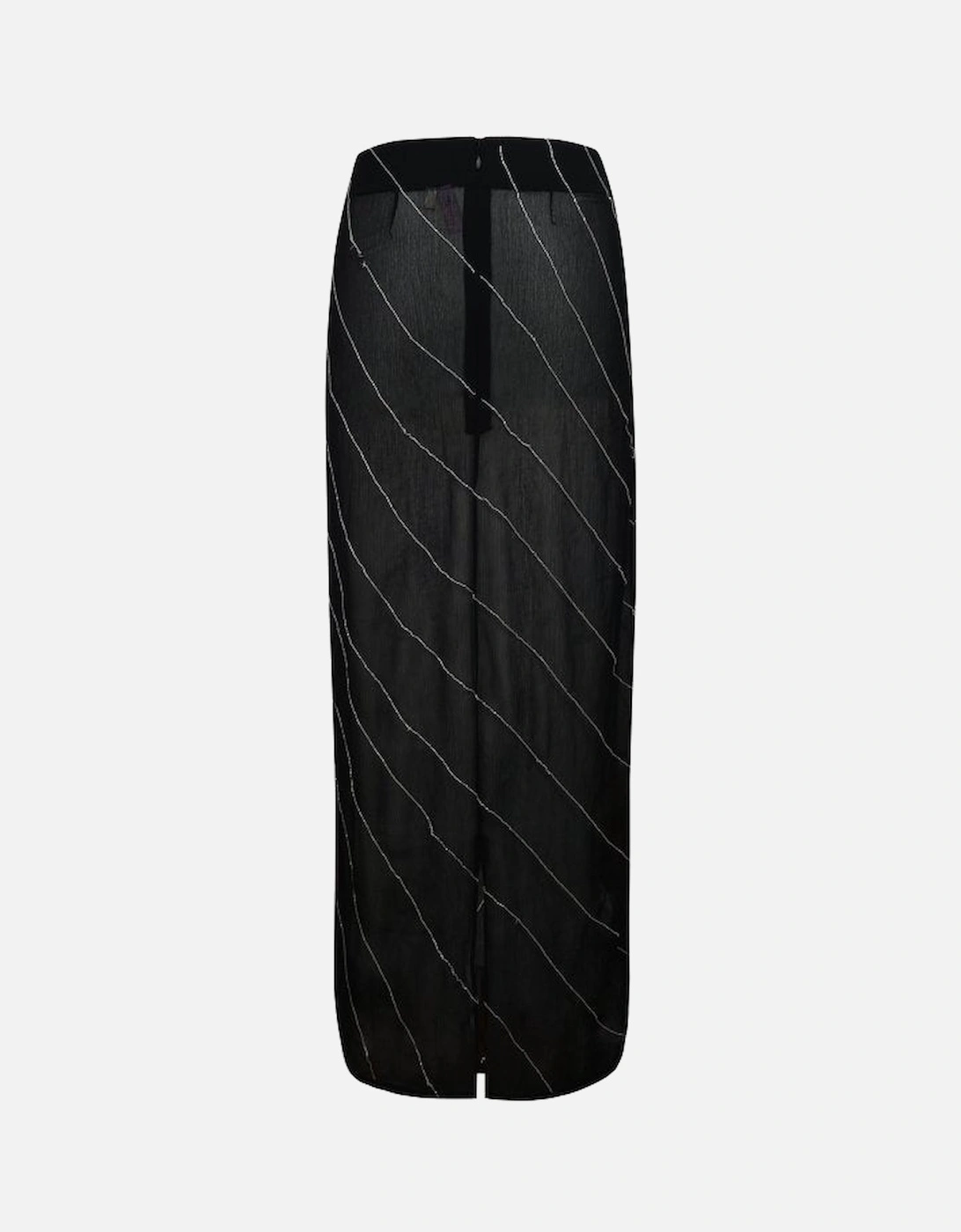 TIA Floral Embellished Georgette Black/Pink Maxi Skirt