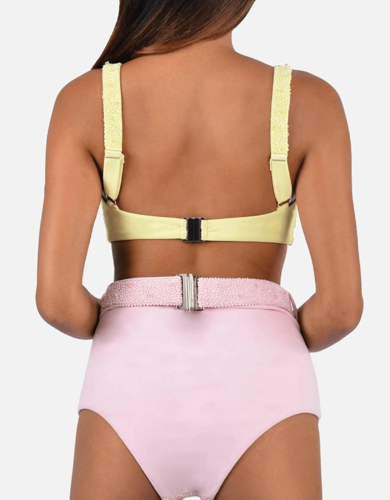 Heidi Hand Beaded Bikini Top - Pink