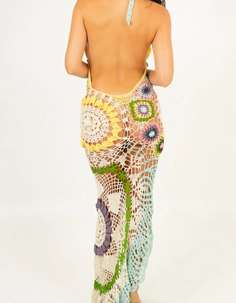 Octavia Crochet Party Dress Multi-Coloured