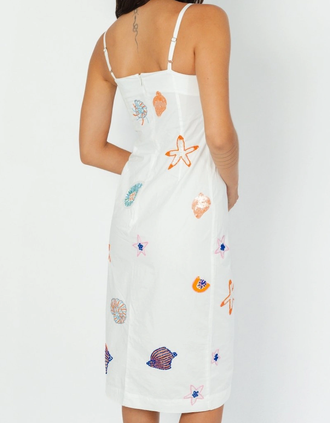 Kiara Crystal Midi Dress White