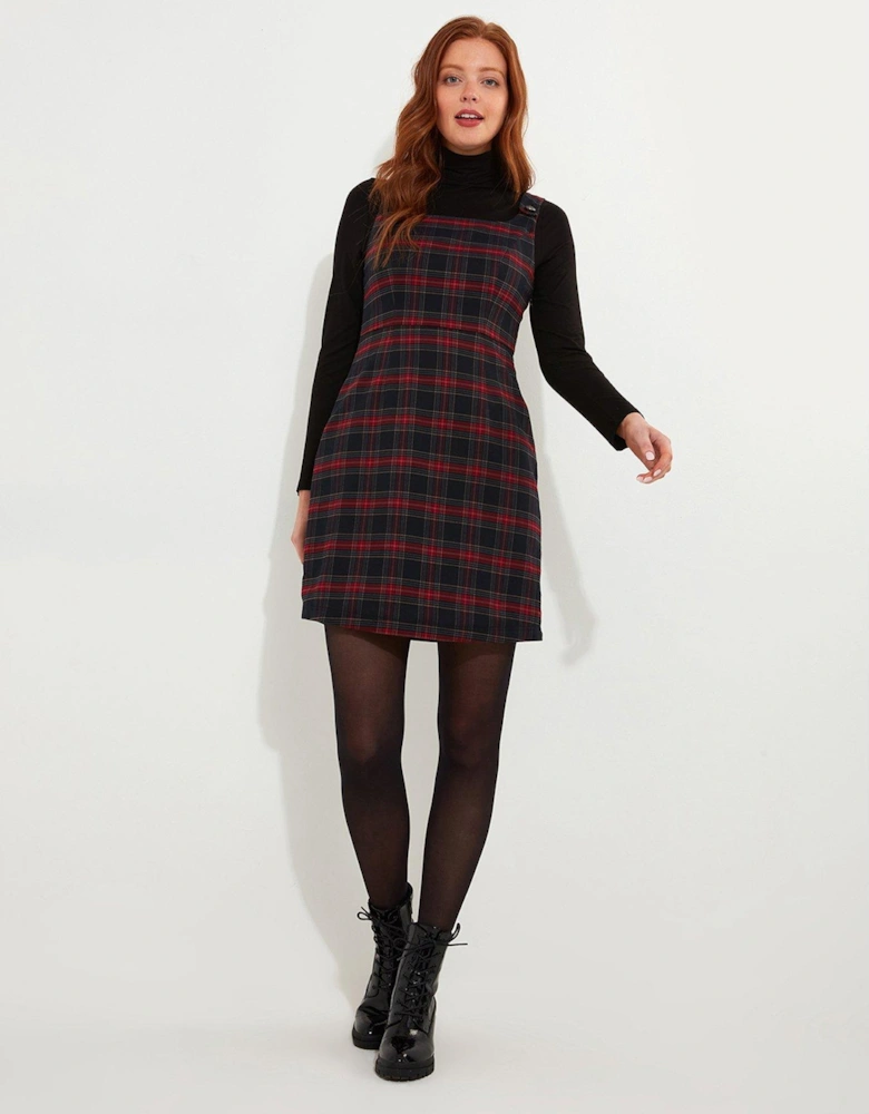 Check Pinafore Dress - Red